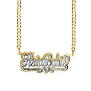 Personalized Script Name Necklace With Tail and Heart With Beading