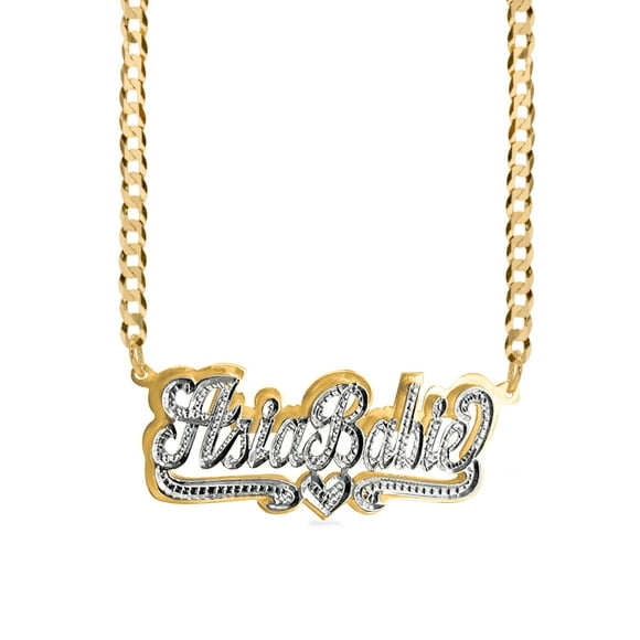 Personalized Script Name Necklace With Tail and Heart With Beading