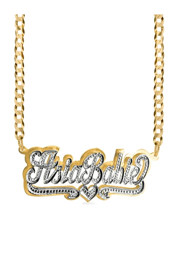 Personalized Script Name Necklace With Tail and Heart With Beading