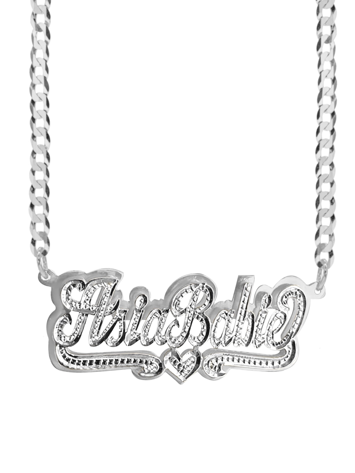 Personalized Script Name Necklace With Tail and Heart With Beading
