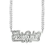 Personalized Script Name Necklace With Tail and Heart With Beading