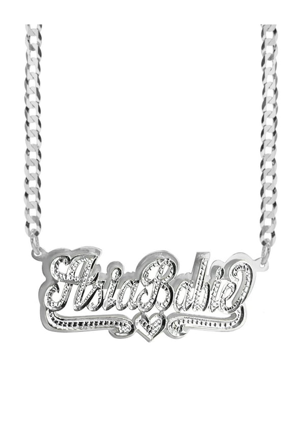 Personalized Script Name Necklace With Tail and Heart With Beading
