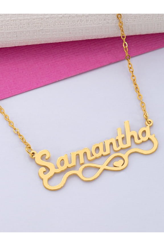 Personalized Script Name Necklace with Infinity on Tail and Heart