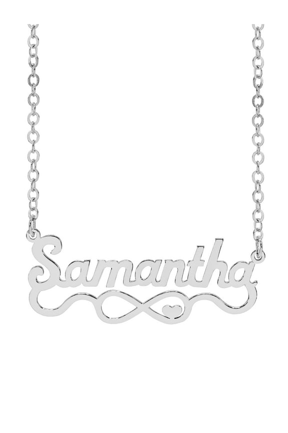 Personalized Script Name Necklace with Infinity on Tail and Heart