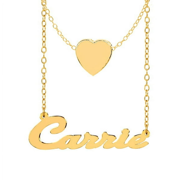 Personalized Script Name Necklace with Inner Hanging Heart
