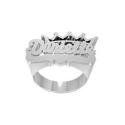 Personalized Script Name Ring with Crown on Top