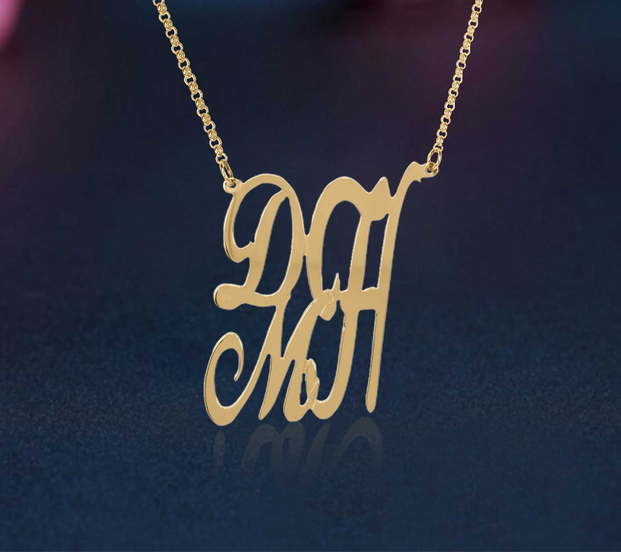 ♥ Personalized Script Stack Initial Necklace in 14K Gold-Plated Sterling Silver