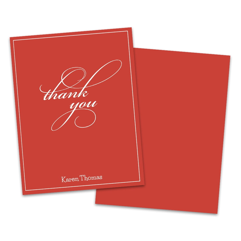 Personalized Script Thank You Folded Note Card - Walmart.com