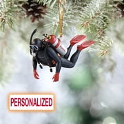 Personalized Scuba Diver Christmas Ornament, Custom Name Diving Ornament, Scuba Diving Lover Holiday Gift, Ocean Adventure Keepsake