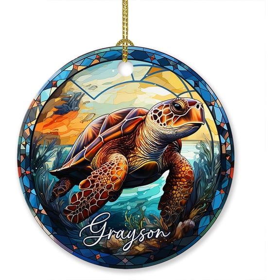 Personalized Sea Animal Ornament - Unique Turtle Xmas Gift for Men & Women, Custom Name Turtle Lover Ornament, Color for Birthday & Christmas