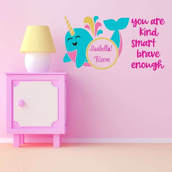 Personalized Sea Ocean Smart Kind Brave Mermaid Vibes Seahorse Statfish Princess Fish Starfish Queen Sweet Dreams Bedtime Unicorn Lovely Dream Wall Decal Sticker - Size: 30 In X 15 In