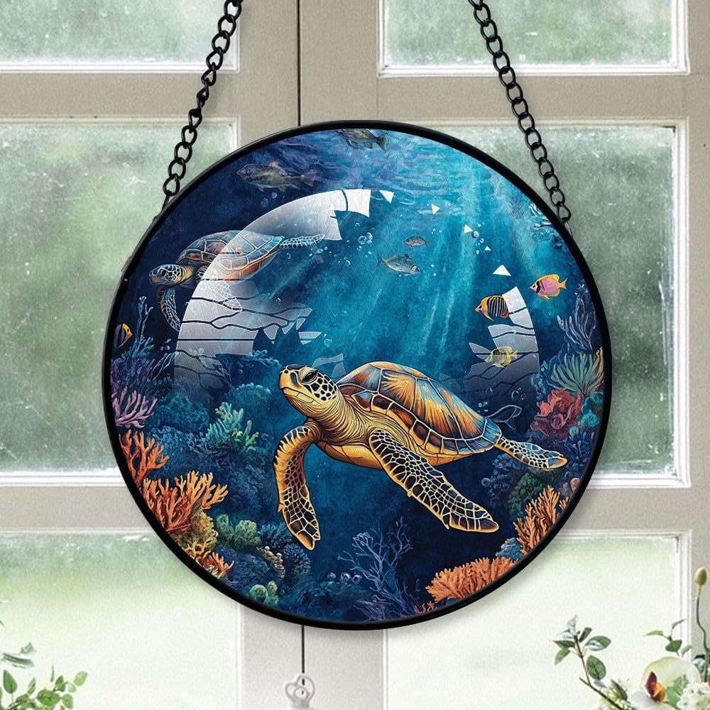 Personalized Sea Turtle Suncatcher Stained Glass Suncatchers, Sea ...