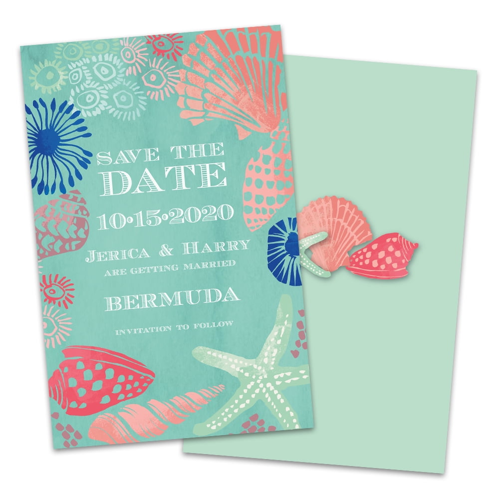 Personalized Seashell Wedding Save The Dates