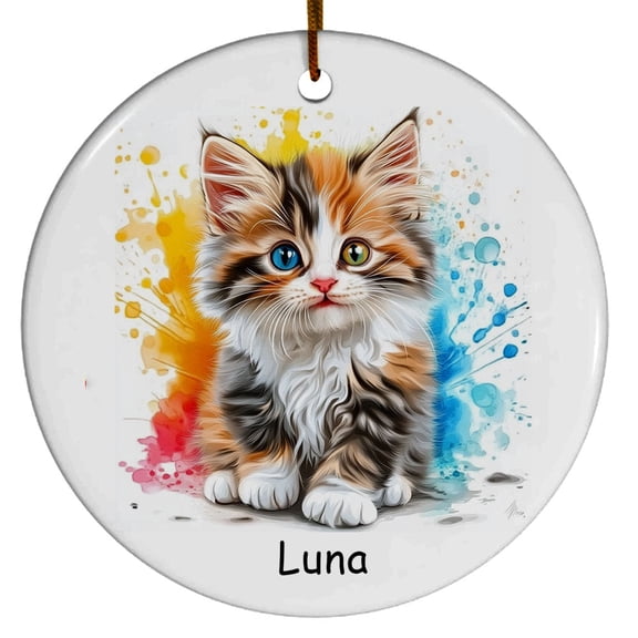 Personalized Selkirk Rex Cat Christmas Ornament, Customized Ornament with Cat Name, Christmas Ornament, Gift for Mother's day, Father's day, Christmas, Birthday, Gift for Cat Lover