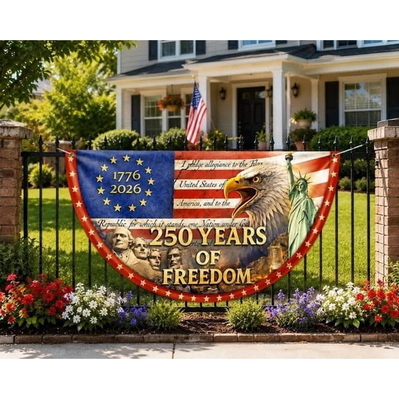 Personalized Semi Circle Flag, America 250 Years of Freedom Banner