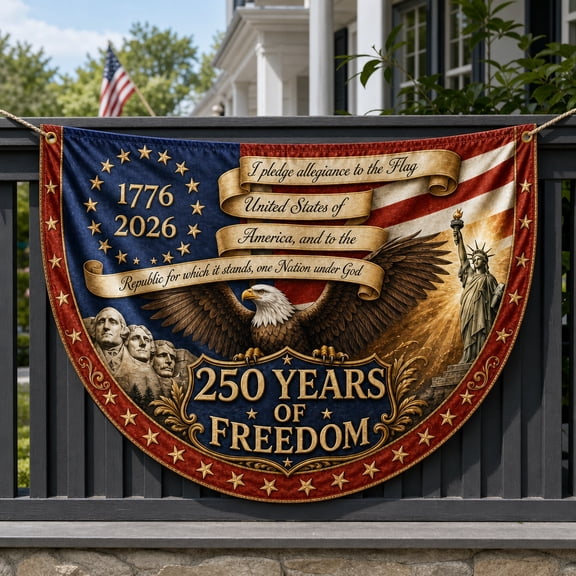 Personalized Semi Circle Flag Banner – America 250 Years of Freedom