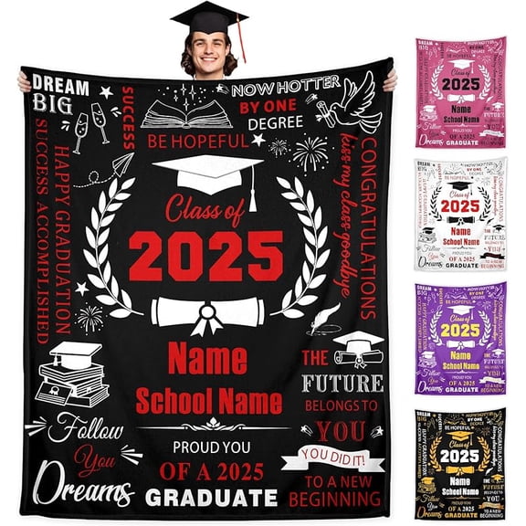 Personalized Senior 2026 Gifts Custom Class of 2026 Graduation Blanket with Photos,Personalized Graduation Blankets Customized Throw Blanket Graduation Gifts for Her Him