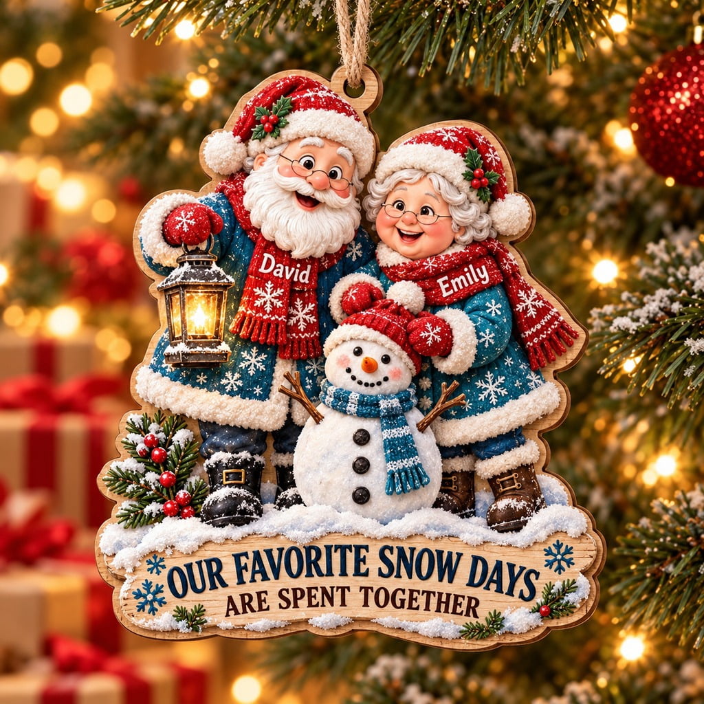 Senior Christmas Program Personalized Senior Couple Snow Day Christmas Wooden Ornament ...