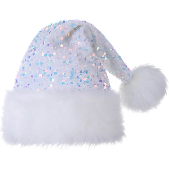 Personalized Sequin Santa Hat for Adults, Red Glitter Christmas Party Hat, Xmas Halloween New Year Holiday Headwear