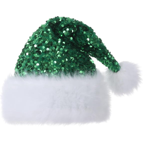 Personalized Sequin Santa Hat for Adults, Red Glitter Christmas Party Hat, Xmas Halloween New Year Holiday Headwear