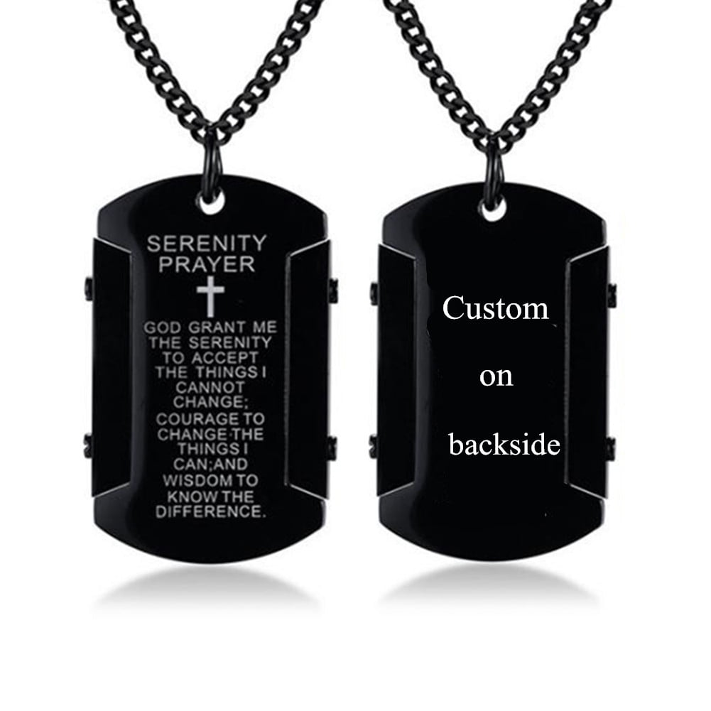 Serenity Prayer Dog Tag Stainless Steel Necklace – Engraved Military Style With 27" Chain Engraved Stainless Steel Necklace - Foto 12