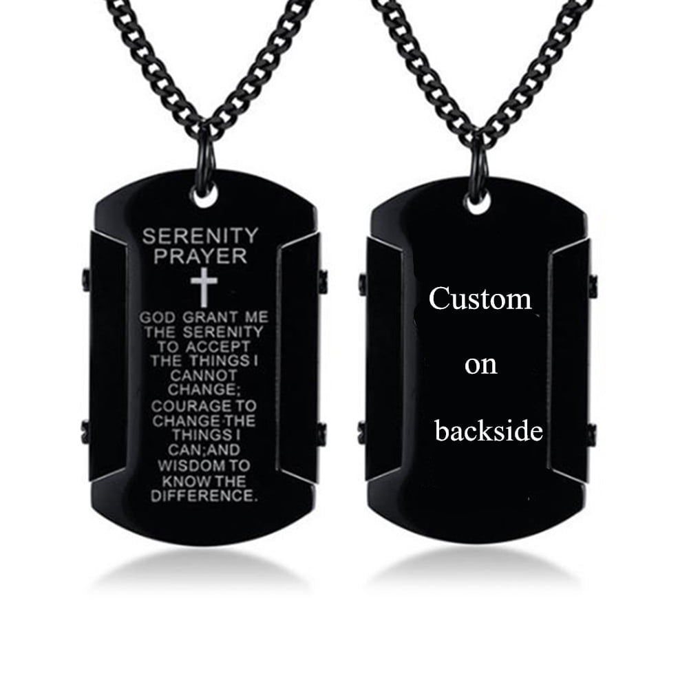 Stainless Steel Lord's Prayer Cross Pendant Necklace - Bible Verse, 4 Color Choices, Gift Ready