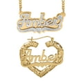 thumbnail image 1 of Personalized Set of Necklace and Bamboo Earrings. Script Font., 1 of 1