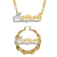 thumbnail image 1 of Personalized Set of Necklace and Bamboo Earrings. Script Font., 1 of 1