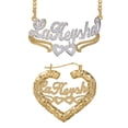 thumbnail image 1 of Personalized Set of Necklace and Bamboo Earrings. Script Font., 1 of 1
