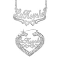thumbnail image 1 of Personalized Set of Necklace and Bamboo Earrings. Script Font., 1 of 1
