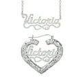 thumbnail image 1 of Personalized Set of Necklace and Bamboo Earrings. Script Font., 1 of 1