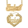 thumbnail image 1 of Personalized Set of Necklace and Bamboo Earrings. Script Font., 1 of 1