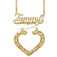 thumbnail image 1 of Personalized Set of Necklace and Naked Bamboo Earrings. Script Font., 1 of 1