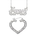 thumbnail image 1 of Personalized Set of Necklace and Naked Bamboo Earrings. Script Font., 1 of 1