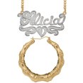thumbnail image 1 of Personalized Set of Necklace and Naked Bamboo Earrings. Script Font., 1 of 1