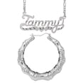 thumbnail image 1 of Personalized Set of Necklace and Naked Bamboo Earrings. Script Font., 1 of 1