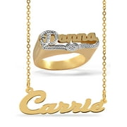 JAY AIMEE DESIGNS Personalized Set of Necklace and Name Ring. Script Font.