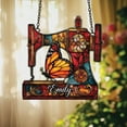 thumbnail image 1 of Personalized Sewing Machine Acrylic Suncatcher, Faux Stained Glass Decor, Custom Quilting Room Decor for Crafters, Tailors, Sewing Moms, 1 of 7