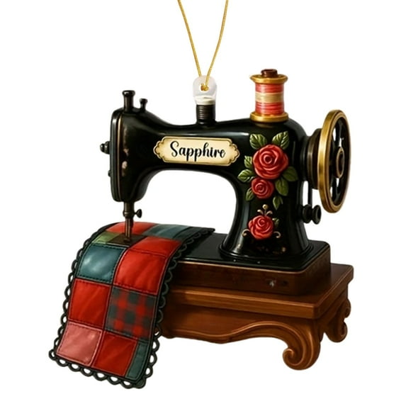 Personalized Sewing Machine Christmas Ornament 2026, Custom Name 2D Acrylic Tree Hanging Decor, Gift for Sewing Lovers, Women, Crafters, Unique Holiday Gift