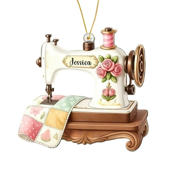 Personalized Sewing Machine Christmas Ornament 2026, Custom Name 2D Acrylic Tree Hanging Decor, Gift for Sewing Lovers, Women, Crafters, Unique Holiday Gift