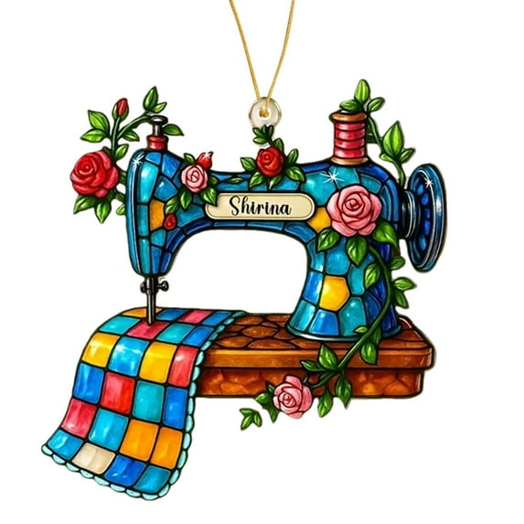Personalized Sewing Machine Christmas Ornament 2026, Custom Name 2D Acrylic Tree Hanging Decor, Gift for Sewing Lovers, Women, Crafters, Unique Holiday Gift