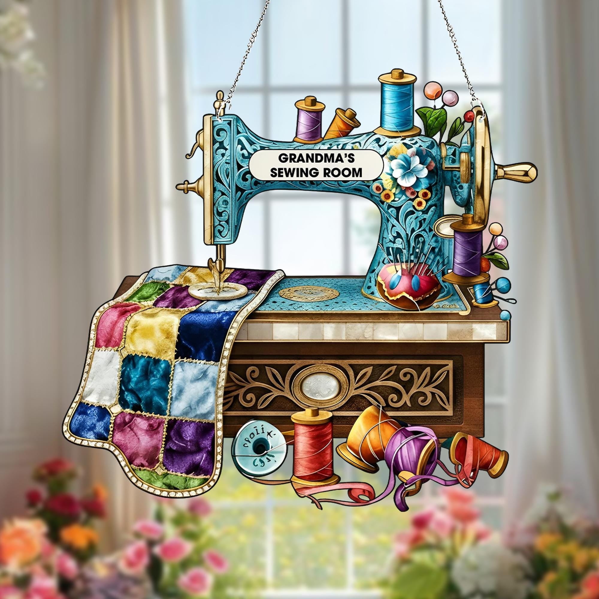 Personalized Sewing Machine Ornament - Sewing Room Decor, Seamstress Gift, Quilting Studio Crafting Christmas Keepsake