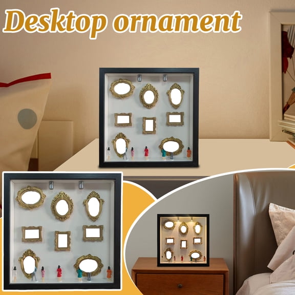 Personalized Shadow Box with Gold Mini Frames & Figurines – DIY Memory Display Kit – Celebrate Anniversaries, Weddings & Birthdays – Unique Gift for Her & Stylish Home Decor Accent