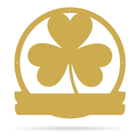 Personalized Shamrock Monogram Metal Wall Art – Custom Name Decor for Indoor & Outdoor Use (GOLD-18)