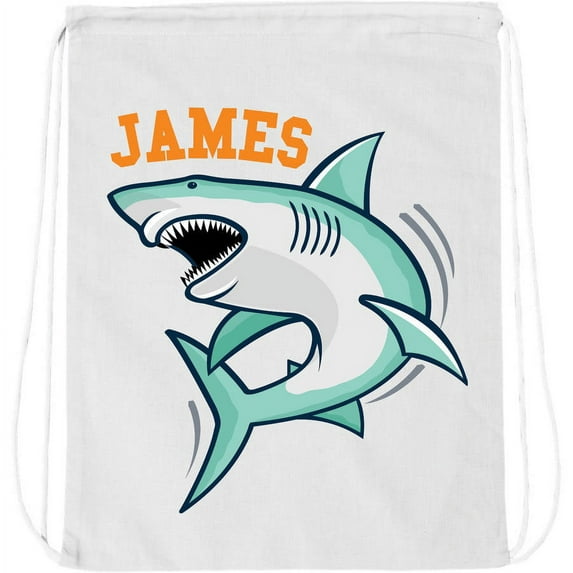 Personalized Shark Drawstring Bag