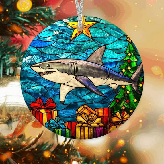 Personalized Shark Tree Ornaments, Shark Xmas Gifts Ideas, Shark Christmas Dcor, Xmas Decorations Yb4ptq