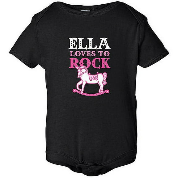 Personalized She Loves To Rock Baby Girl Black Creeper