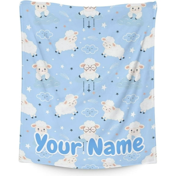Personalized Sheep Blanket for Girls, Boys, Women, Men - Soft, Fluffy - 50x60 Inches Throw Size Blanket for Couch, Sofa - White Funny Cozy Throws Gift with Name