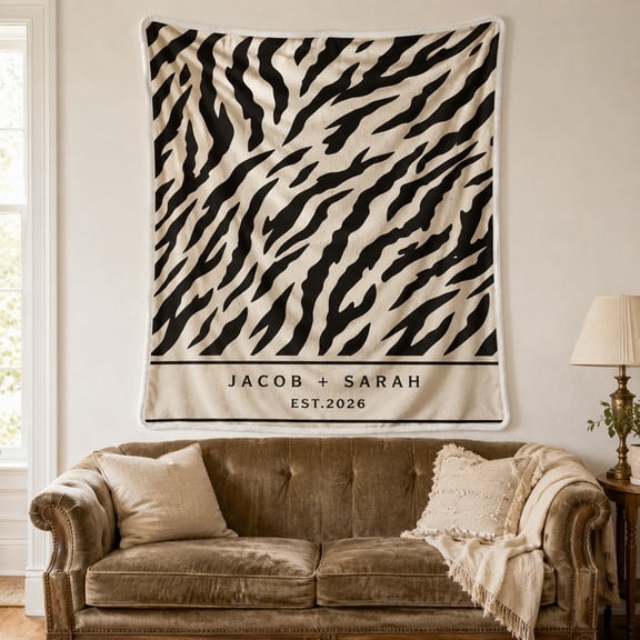 Personalized Sherpa Blanket Custom Name & Date 3D Print Fleece Throw – Soft 280GSM Cozy Gift