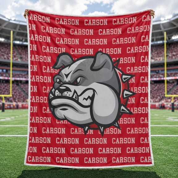 Personalized Sherpa Blanket Custom Name Text Sports Mascot Fleece Throw – 4 Sizes, Made in USA